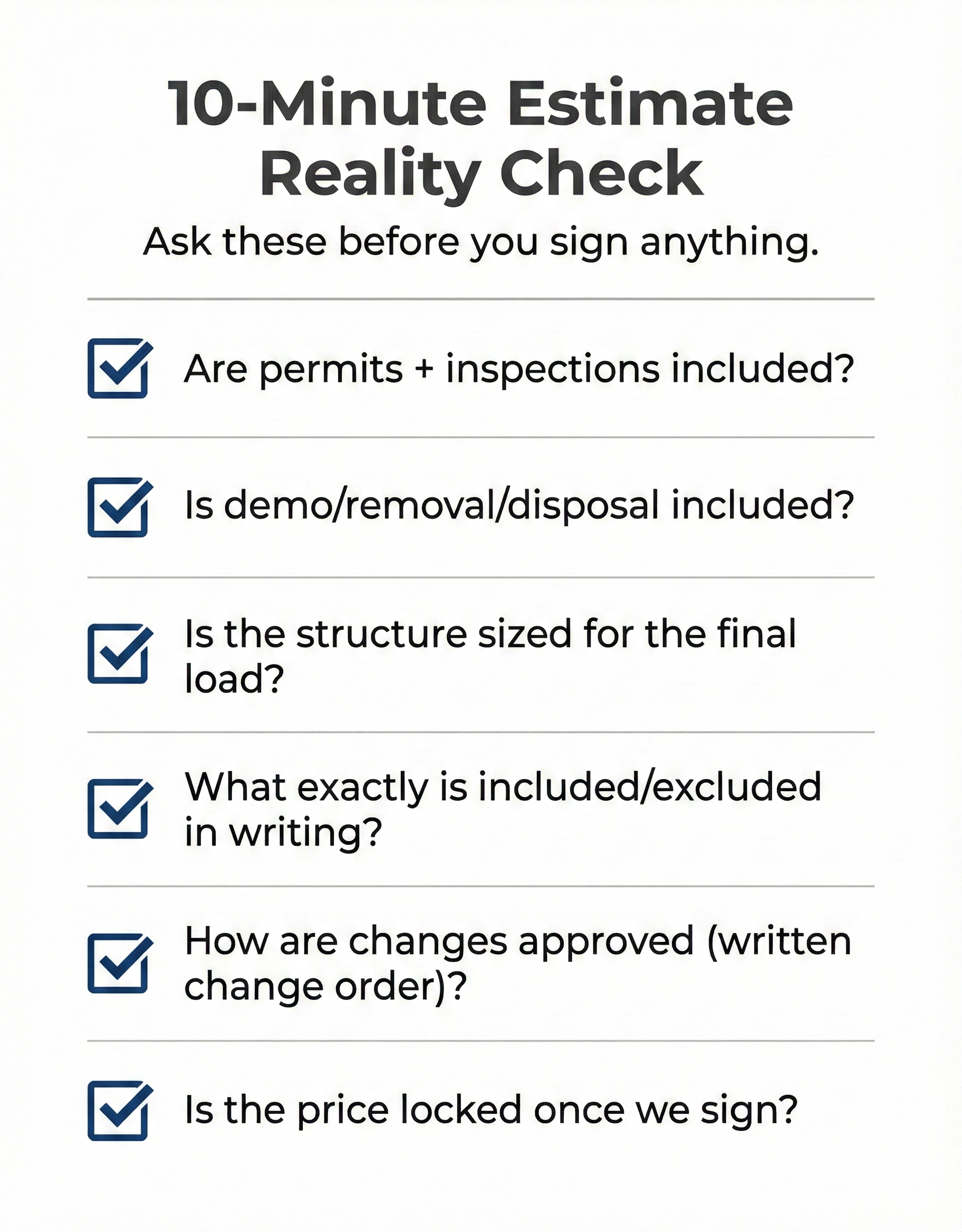 Estimate Reality Checklist